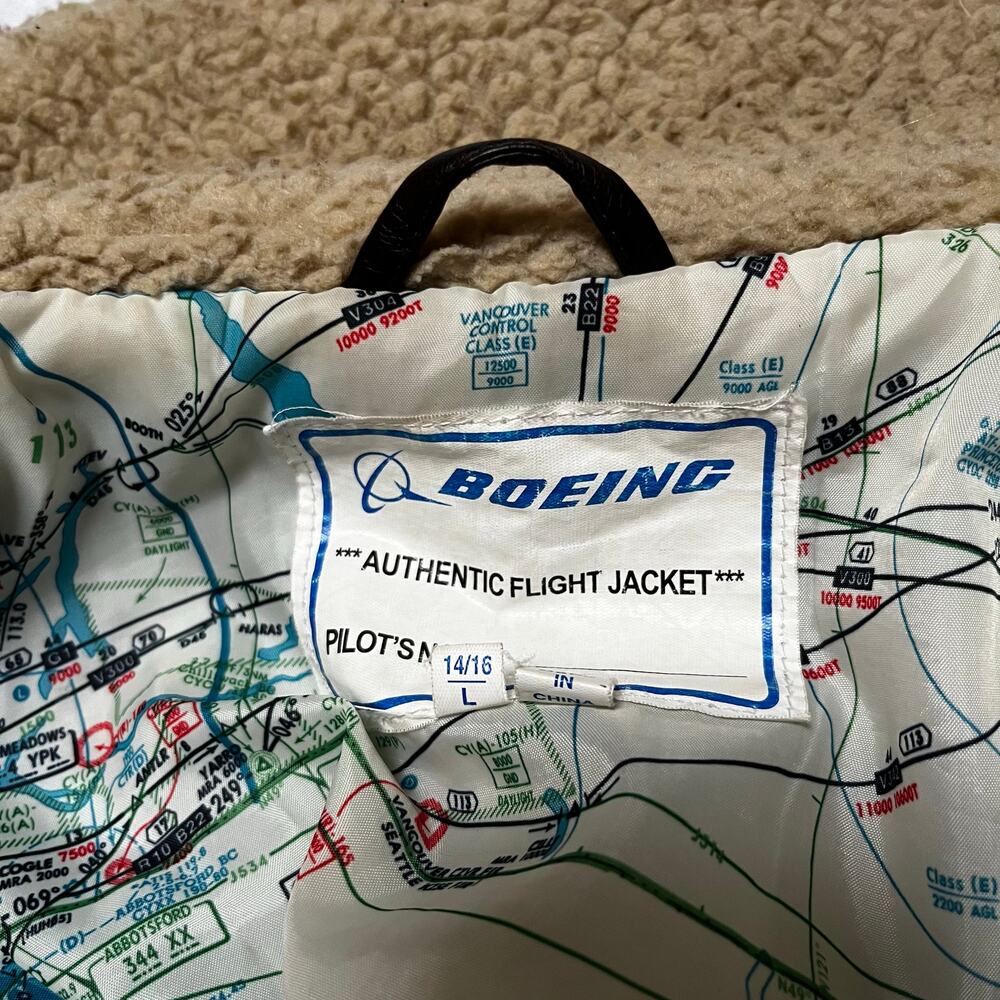 Boeing Classic Aviator Bomber Jacket with Patches Size 14/16 - Picture 5 of 12